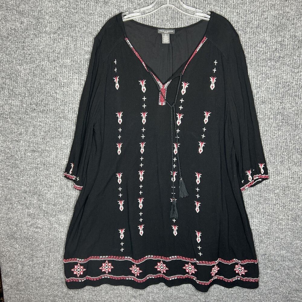 Chelsea And Theodore Women’s 2X Tunic Black Tassels